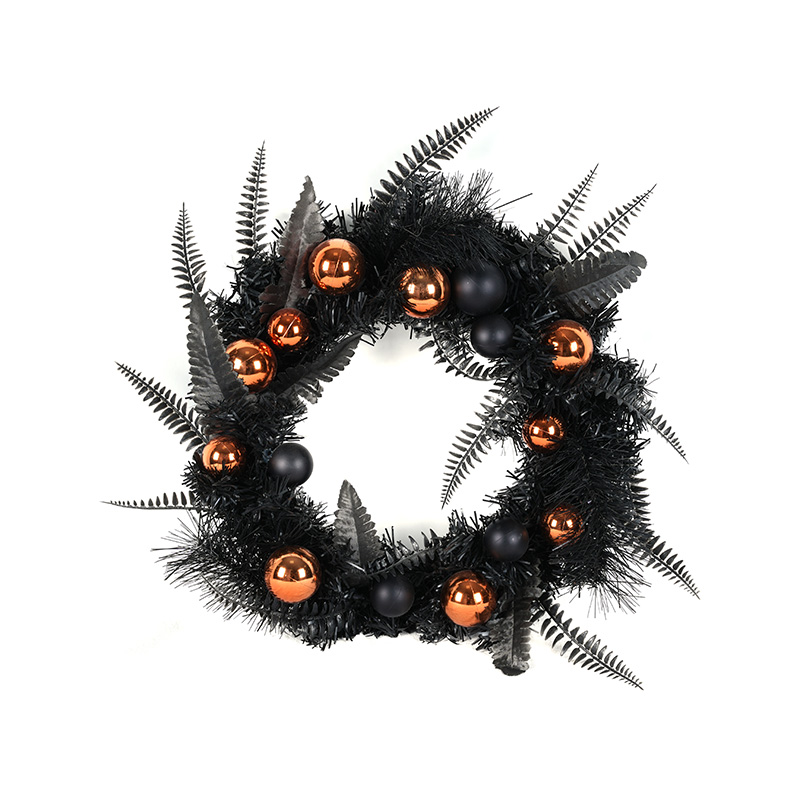 Black And Orange Color Matching Plastic Ball Halloween Party Props Halloween Wreath