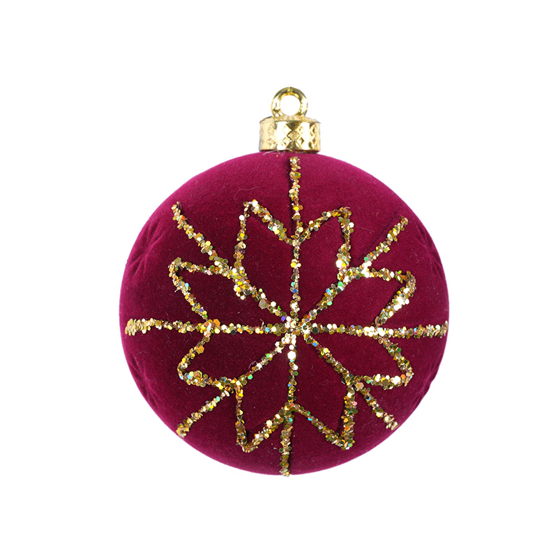 High-Grade Flocked Velvet Colored Diamond Christmas Decoration Ball Christmas Tree Pendant