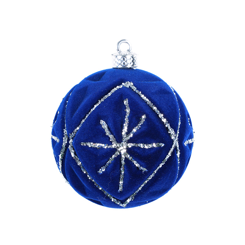 High-Grade Flocked Velvet Colored Diamond Christmas Decoration Ball Christmas Tree Pendant