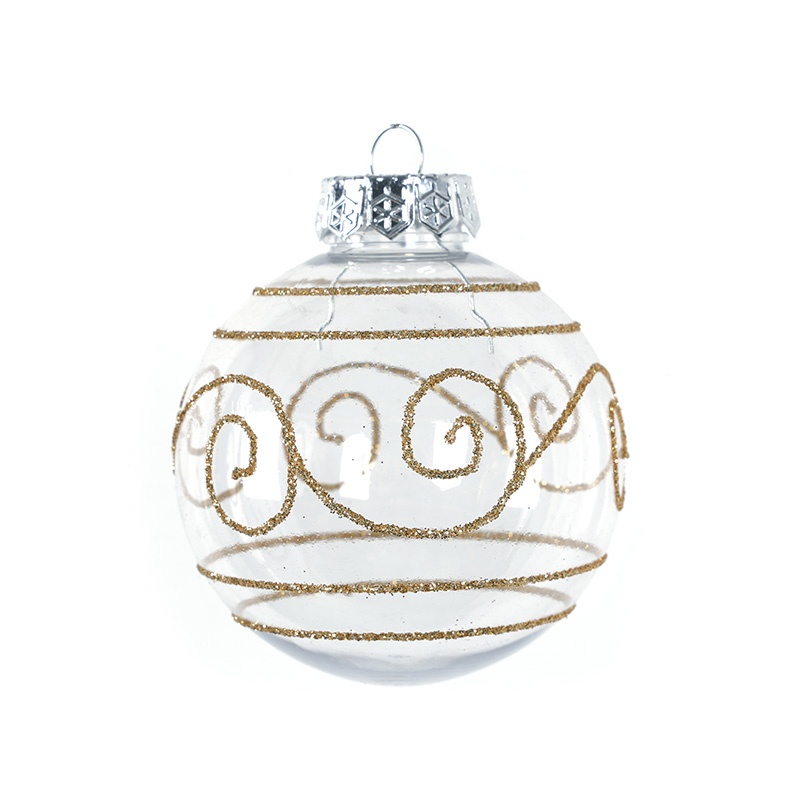 PET White Christmas Ball Hand-Painted Glitter Line Anti-Fall Pendant