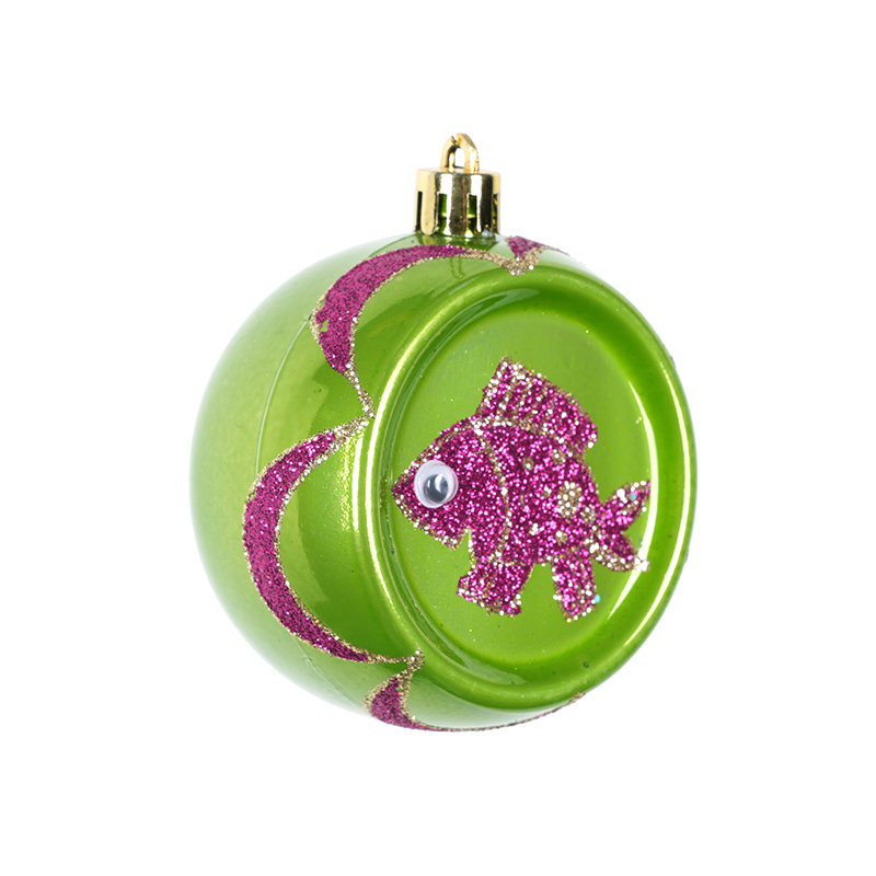 Shiny Fish Pattern Round Candy Box Christmas Decoration Pendant