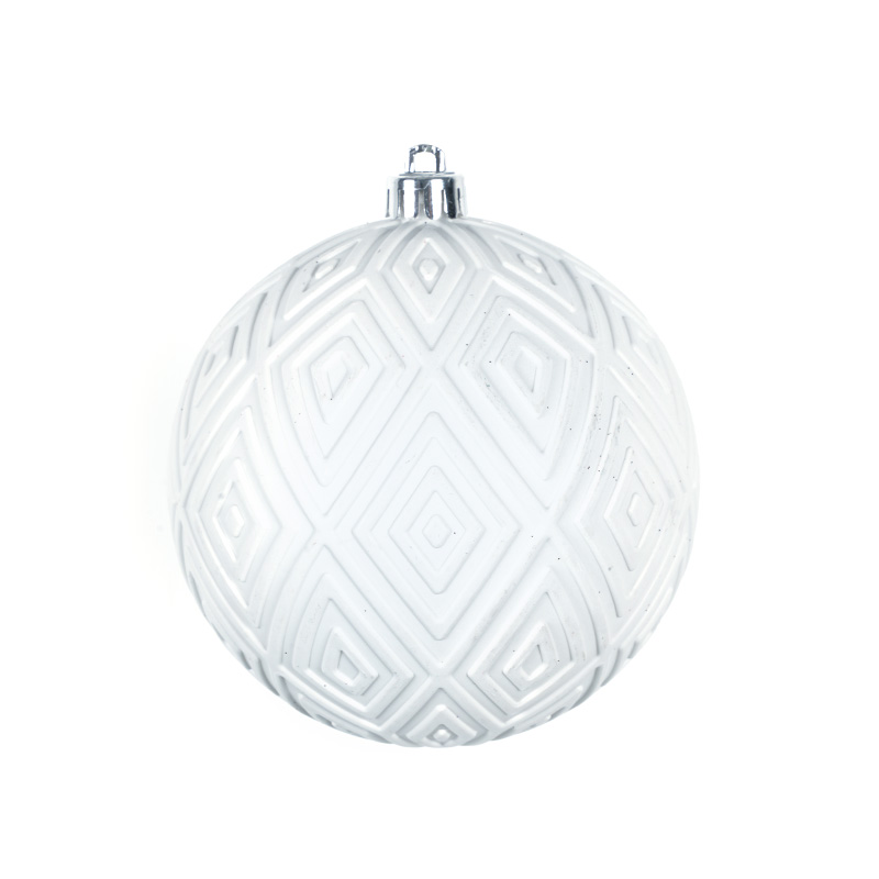 White Matte Geometric Texture Christmas Ball Christmas Tree Ornaments