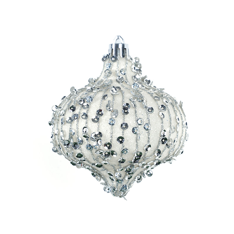 Silver And White Special-Shaped Bright-Colored Christmas Ball Window Display Pendant