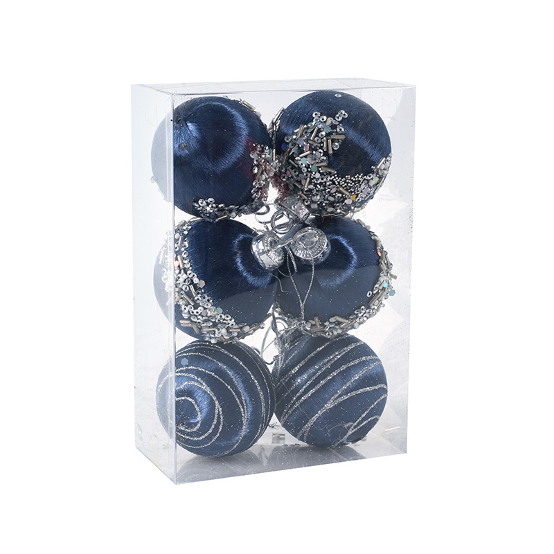 6 Boxes of Satin Glossy Cloth Sequined Diamond Christmas Ball Pendants
