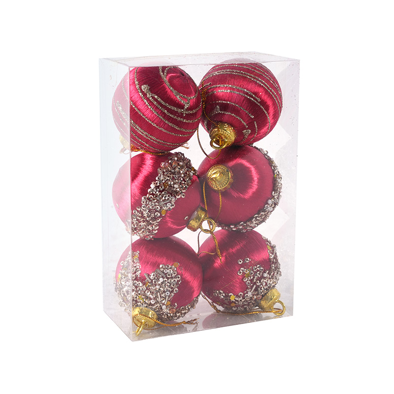 6 Boxes of Satin Glossy Cloth Sequined Diamond Christmas Ball Pendants