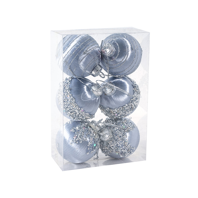 6 Boxes of Satin Glossy Cloth Sequined Diamond Christmas Ball Pendants
