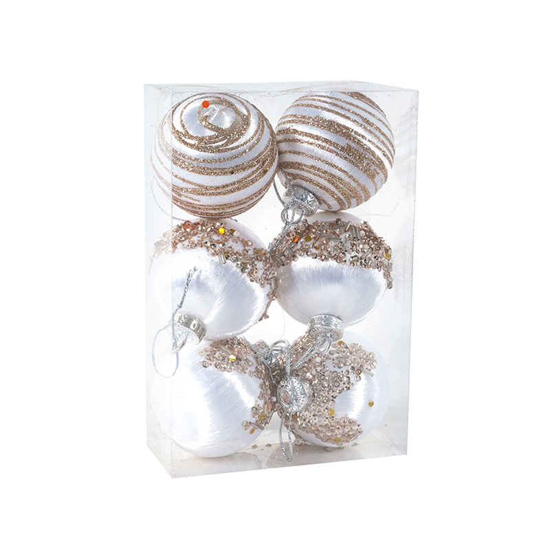 6 Boxes of Satin Glossy Cloth Sequined Diamond Christmas Ball Pendants