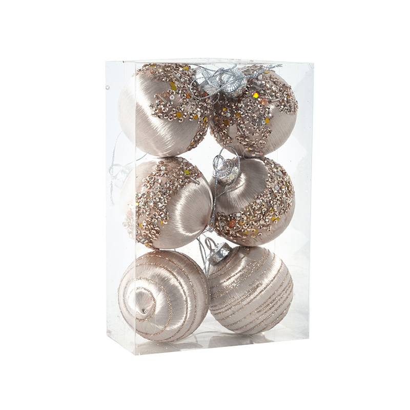 6 Boxes of Satin Glossy Cloth Sequined Diamond Christmas Ball Pendants