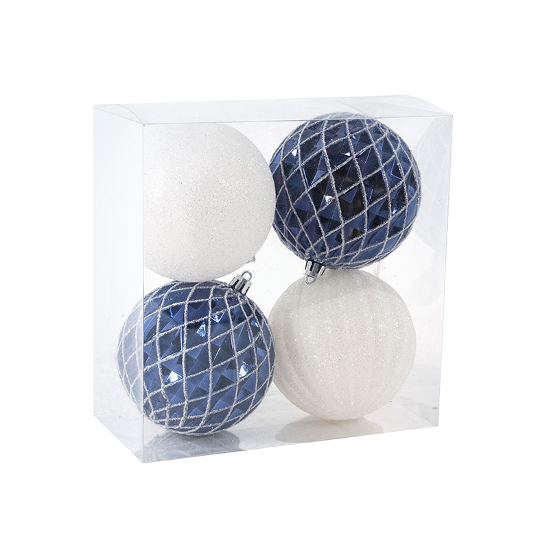 Blue White And Silver Lines Texture Christmas Atmosphere Decorative Ball Ornaments
